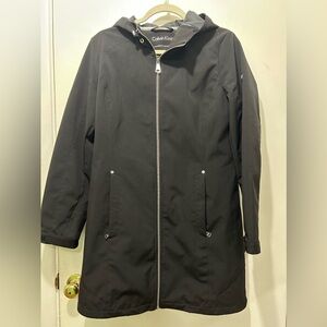 Calvin Klein black hooded rain coat /jacket